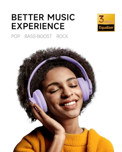 Picun B8 Headphones Wireless Bluetooth, 120H Bluetooth Headphone Over Ear with 3EQ Music Modes, Hands-Free Calls, Deep Bass Headphones for Travel Home Office Cellphone PC (Purple) - color: Purple