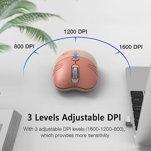 Wireless Compact Silent Mouse with Cute Cat Designs, 2.4GHz Plug and Play Wireless Opatical Mouse with USB Nano Receiver for Laptop/PC/Computer (Milk Tea Cat) - color: Milk Tea