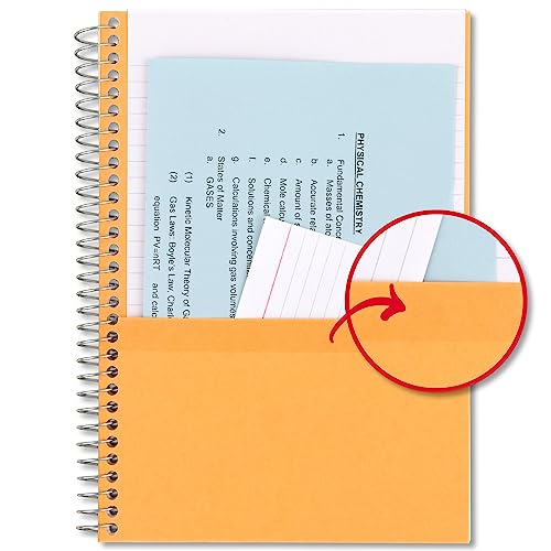 Five Star Small Spiral Notebooks, 6 Pack, 2 Subject, College Ruled Paper, 9-1/2" x 6", 100 Sheets, Amethyst Purple, Sedona Orange, Seaglass Green, Tidewater Blue, Gray, Black (73711)