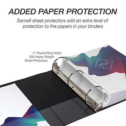 Samsill 4 Inch 3 Ring Binder, Economy Round Ring, Clear View Cover, 675 Sheet Capacity - for School, Home, Office - Black - size: 1-Pack, style: 4 Inch