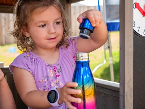 CHILLOUT LIFE 12oz Kids Insulated Stainless Steel Water Bottle, Leak Proof | Small Metal Water Bottle, Keeps Drinks Cold 24H & Hot 12H, Leak-Proof Screw Lid, Perfect for School, Travel & Sports - color: UV Rainbow