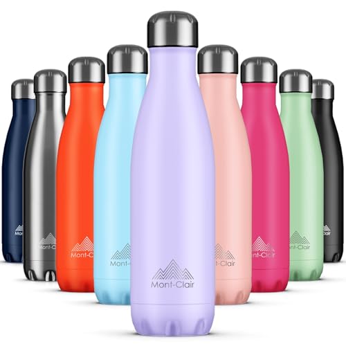 Mont-Clair Stainless Steel Water Bottle, Vacuum insulated - BPA Free, 12h Hot & 24h Cold Drinks, Metal Water Bottle 17 oz Leakproof, Ideal for Adult, Kids, Running - Lilac - color: Lilac, style: 17 Ounces