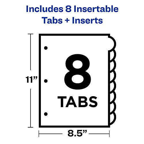 Avery® Insertable Style Edge™ Plastic Dividers for 3 Ring Binders, 8-Tab Set, Multicolor, 1 Set (11201) - size: 1-Pack, style: Dividers