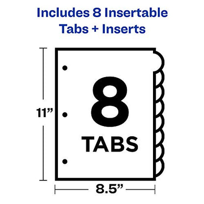 Avery Insertable Style Edge Plastic Dividers for 3 Ring Binders, 8-Tab Set, Multicolor, 1 Set (11201) (Pack of 3) - size: 3-Pack, style: Dividers