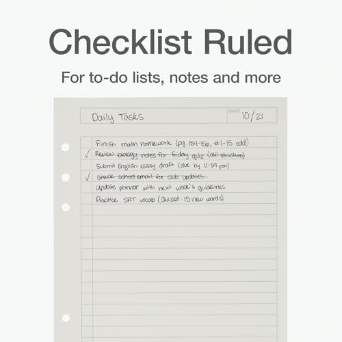 Oxford A5 Refill Paper, 6 Ring Lined Paper with Boxes for To Do Lists, 120 Sheets, 6 x 8.25 Inches, Notebook, Bullet Journal and Planner Inserts (1016732) - size: A5 Refill - To Do Lists
