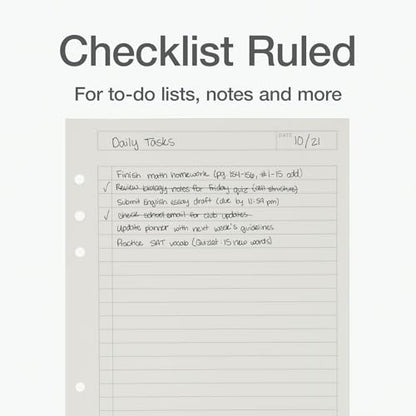 Oxford A5 Refill Paper, 6 Ring Lined Paper with Boxes for To Do Lists, 120 Sheets, 6 x 8.25 Inches, Notebook, Bullet Journal and Planner Inserts (1016732) - size: A5 Refill - To Do Lists