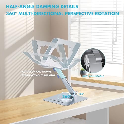 GuaziV 360° Adjustable Tablet Stand - Ergonomic Foldable Holder for iPad 10.2-12.9”, Kindle, Phones 4-13”, Anti-Slip Desktop Mount for Work, Cooking, Gaming & Reading