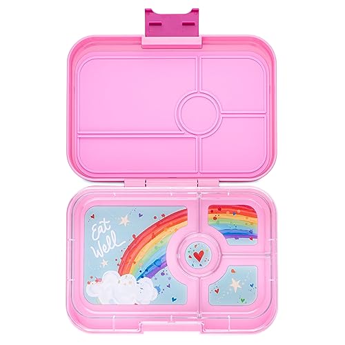 Yumbox Tapas Leakproof Bento Box, 4 Compartments, Capri Pink | Sandwich-Friendly | Large 4.2-Cup Capacity | Built-In Dip Well | Removable Compartment Tray | Ideal for Teens & Adults - color: Capri Pink Rainbow