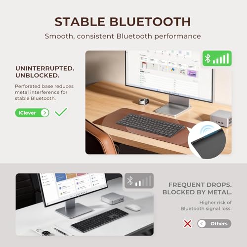 iClever BK10 SE Bluetooth Keyboard for Mac, Multi-Device Wireless Keyboard with Numeric Keypad, Standard Full Size Keys, USB-C Rechargeable, Compatible with Windows, macOS, iPadOS, Android (Black) - color: Black