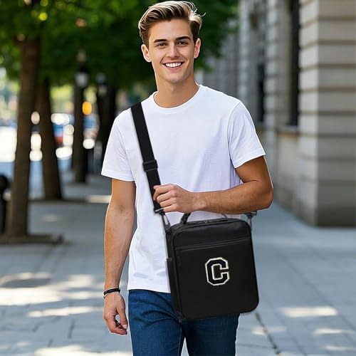 Lunch Bag Kids Lunch Box Containers for Adult Women Men Girls Boys School Work Picnic Travel, Insulated Lunch Tote Bag for Food Cooler with Water Bottle Holder Handheld Shoulder Strap Black C - color: 02-Black C