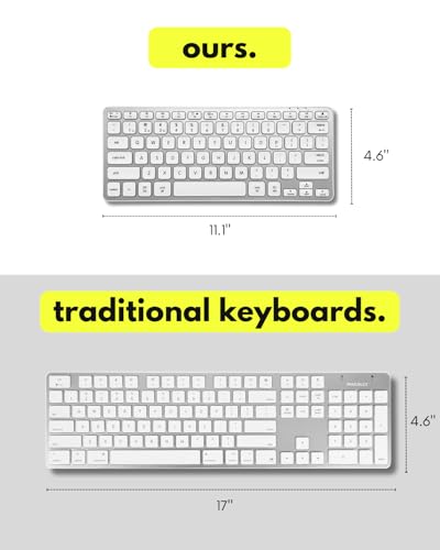 Macally Wireless Bluetooth Keyboard for Mac - Premium Multi Device Connectivity - Compatible Apple Keyboard for MacBook Pro/Air, iMac, Mac mini, iPad, Laptop, and PC - color: Silver