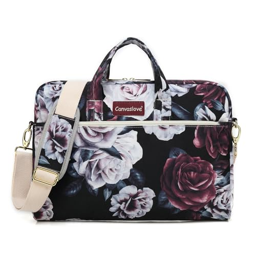 Red and White Rose Laptop Shoulder Messenger Bag Case With Rebound Bubble Protection for 15.6 inch-16 inch laptop - color: ‎red and White Rose(cushioned)