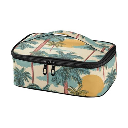 Wusikd Green Palm Trees Sunset Lunch Bag Cooler Bag Insulated Thermal Lunch Box for School Children Students Girls Boys Men Women