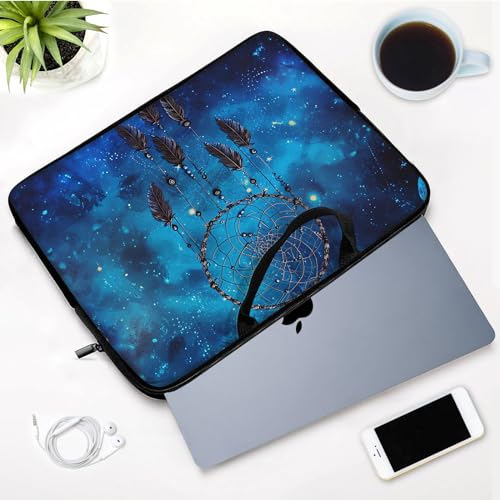Laptop Sleeve Bag with Handle Computer Protective Soft Cover Case for 14 Inch 13 Inch Laptop,Blue Dream Catcher - color: Blue Dream Catcher