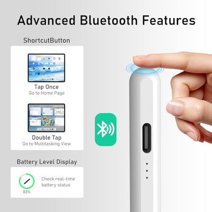 MEKO iPad Pencil Find My, Stylus Pen for iPad with Easy Shortcuts，Compatible with 2018-2025 Apple iPad A16/10/9/8 & Air 13/11 & Pro 12.9/13/11 & Mini 7/6/5, Anti-Lost & Fast Charging 10H Battery