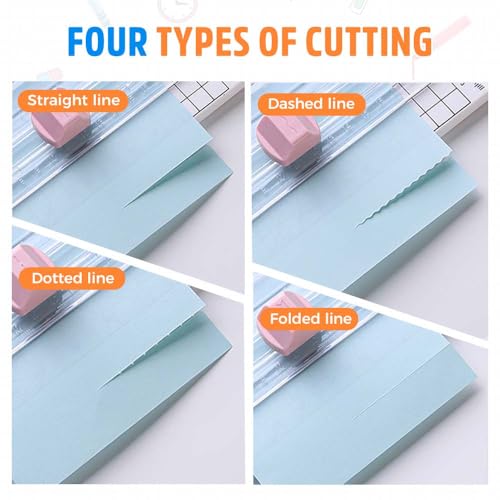 4 in 1 Paper Cutter, 4 Paper Cutting Methods (Straight Line, Wavy, Dotted, Folded Lines), Plus Side Ruler，Plastic (Purple) - color: Purple