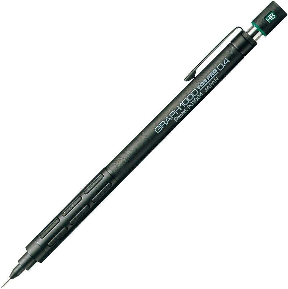 Graph 1000 for Pro Mechanical Drafting Pencil + Ain HB/B/2B leads, original Black slim pen case (0.4) - size: 0.4 mm