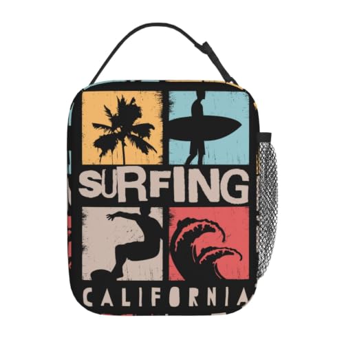 Surfing California Lunch Bag 10In | Insulated Lunch Box Reusable Tote Bag For Picnic Office For Women Men - color: Style 10