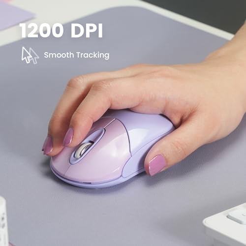 Perixx PERIMICE-802PP Wireless Bluetooth Mouse - Portable Design - Compatible with Windows, iOS, and Android PC, Laptop, Tablet, and Smartphone - Purple - color: Purple, size: Pack of 1