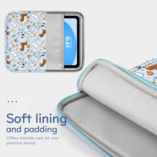 Dadanism 9-11 Inch Tablet Sleeve Bag Carrying Case, Blue+Dog | Fits iPad (A16) 11th Gen 11", iPad 10th Gen 10.9" Air 5/4, iPad Air M4/Pro 11", iPad 9/8/7th 10.2", Galaxy Tab A11+ Plus 11" - color: Blue+Dog, size: 9-11 inch