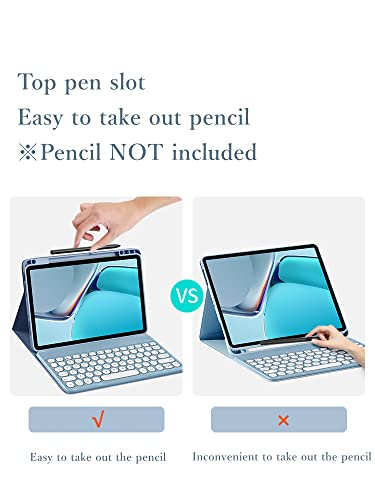 Keyboard Case Compatible with iPad 9th 8th 7th Generation Air 3rd Gen Pro 10.5 Keyboard Case with Bluetooth Mouse Round Key Cute Removable Color Keyboard,Mint Green - color: Mint Green, size: iPad7/iPad8/iPad9/Air3/Pro10.5
