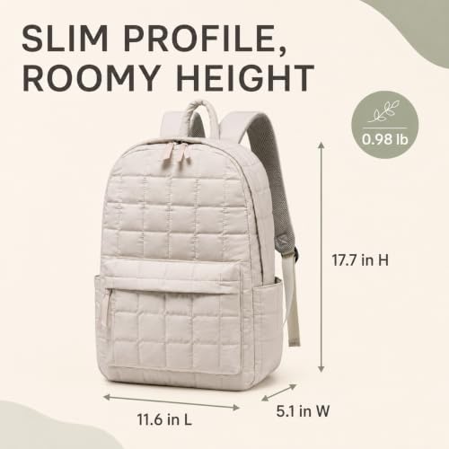 BTOOP School Backpack for Teens Large Cute Bookbag Lightweight 15.6 inch Laptop Bag for Girls Women Casual High School College - color: Beige-gray