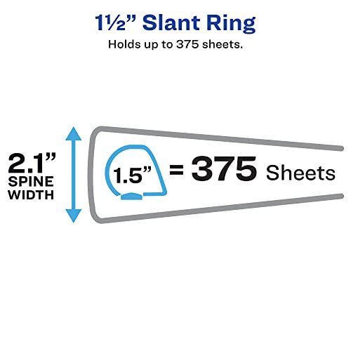 Avery Heavy-Duty View 3 Ring Binder, 1.5" One Touch Slant Rings, Holds 8.5" x 11" Paper, 1 Black Binder (05400) - size: 1.5"