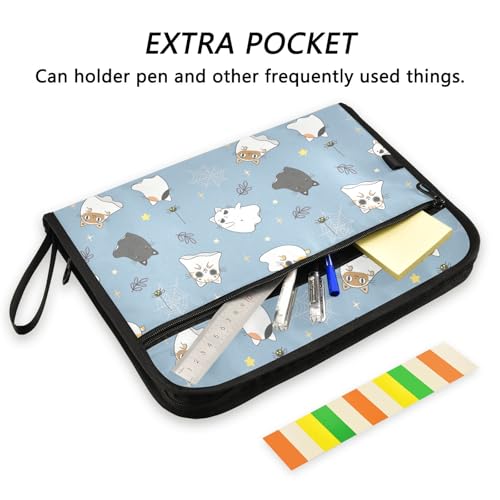 Cute Ghost Kitten Cat Halloween File Folders,Plastic Folders with 13 Pockets,Expandable File Folder for Documents School Students Office,Aesthetic Folder with Labels A4 Letter Size - color: Multi 14