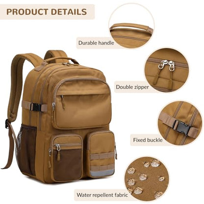 Big Student Backpack for Teen Girls Boys, Water Resistant Multi Pockets Daypack with 15.6 Inch Laptop pocket for Travel School College (Beige) - color: Beige