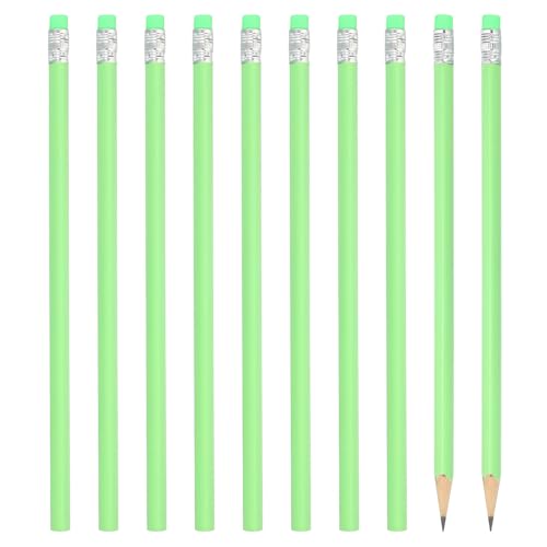 PATIKIL Round Pencils, 48 Pack HB Graphite Pencils with Eraser Wood Pencils Cute Pencil for Classroom Teacher Office Supplies, Green - color: Green