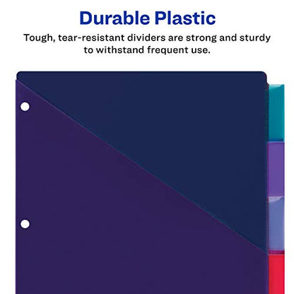 Avery Big Tab Insertable Plastic 2 Pocket Dividers for 3 Ring Binders, 8 Tab Set, Bright Two-Tone Multicolor, Works with Sheet Protectors, 1 Set (11989) - style: Plastic Dividers