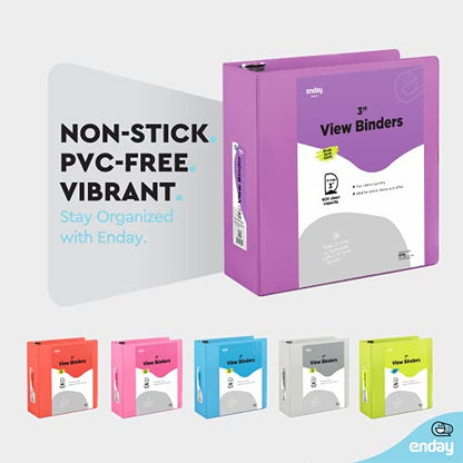 3 Inch Binder (2 Pack) Blue and Purple 3 Ring Binder 3 inch, Clear View Cover with 2 Inside Pockets, Three Ring Binders for Home, Office and School Supplies - Enday - color: Blue - Purple, size: 3-Inch