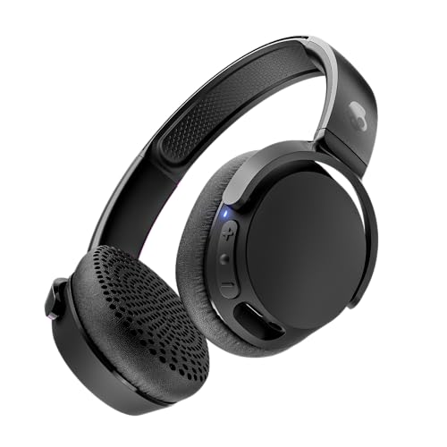 Skullcandy Riff Wireless 2 On-Ear Bluetooth Headphones, Up to 34 Hrs Battery, Foldable Lightweight Design, Convenient for Travel with Included 3.5mm AUX Cable, Microphone for iPhone Android - Black - color: True Black, style: Riff Wireless 2