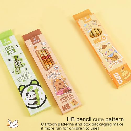 6PCS Wood Pencil Cartoon Pencils Drawing for Class Reward Drawing Sketching School Supplies Ergonomic Hexagonal - color: Kapi