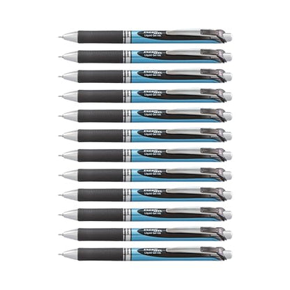 Pentel® EnerGel™ Deluxe RTX Retractable Liquid Gel Pens, Fine Point, 0.5 mm, 54% Recycled, Blue Barrel, Black Ink, Pack Of 12 Pens - color: Black, size: 12 Count (Pack of 1)