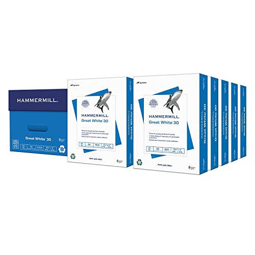 Hammermill Printer Paper, Great White 30% Recycled Paper, 8.5 x 11-10 Ream (5,000 Sheets) - 92 Bright, Made in the USA, 086700C - size: 10 Ream | 5000 Sheets, style: Letter (8.5x11)