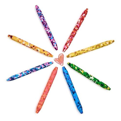 Two's Company Happy Confetti Multicolor Crayons in Gift Box, 5.5-Inch, Wax, Set of 8