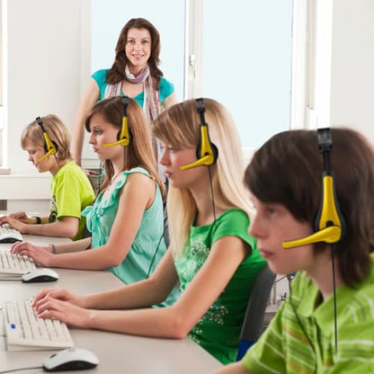 Yunsailing 20 Pack Bulk Classroom Headphones with Microphone Students Wired School Class Set Headphones for School Library Computer Office Adults 3.5 Jack Universal Plug(Yellow) - color: Yellow