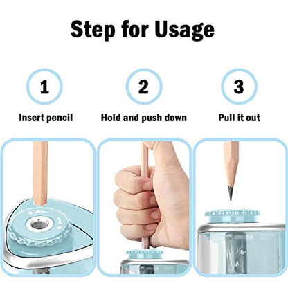 Aogwat Pencil Sharpener Electric Pencil Sharpener for Kids, Blade to Fast Sharpen, Suitable for No.2/School/Classroom/Office/Home (Blue) - color: Blue