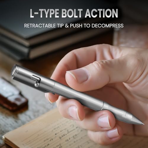 Origin-Joy Brass Bolt Action Pen Set, Heavy Duty EDC Copper Metal Tactile Turn Pen With Gel Ink Refills (Nickel White) - color: Nickel White