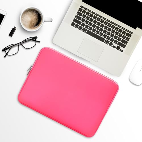 RAINYEAR Laptop Sleeve Case Compatible with 13.3 Inch Notebook Computer Tablet Chromebook 14" MacBook Pro/Max M1 M2 M3 M4 M5 Soft Cover Protective Case Carrying Bag (Bright Pink, Upgraded Version) - color: Bright Pink(upgraded Version), size: 13"-13.3"