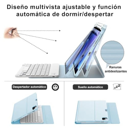 IVEOPPE Keyboard Case for Xiaomi Pad 8/8 Pro/Pad 7/7 Pro 11.2 Inch | Magnetic Detachable Bluetooth Connection,Pencil Holder,Stain-Resistant Full Protective Cover, Rechargeable, Blue - color: Sky Blue(Non-Backlit Keyboard)