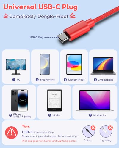 Candy Bila USB C Kids Headphones for School, HD Mic Stereo Sound, 85/94dB Volume Limited, Wired Over-Ear Headphones for Kids, Foldable Design for Travel, iPad, Tablet, Gradient red to Dark Blue - color: Gradient red to Dark Blue