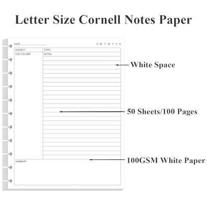 (3-Pack) Letter Size Cornell Notes Paper - 11 TUL Disc Cornell Notes Loose Leaf Paper, 150Sheets / 300Pages, 8.5'' x 11'' - size: 3-Pack, style: 11-Disc/Letter Size