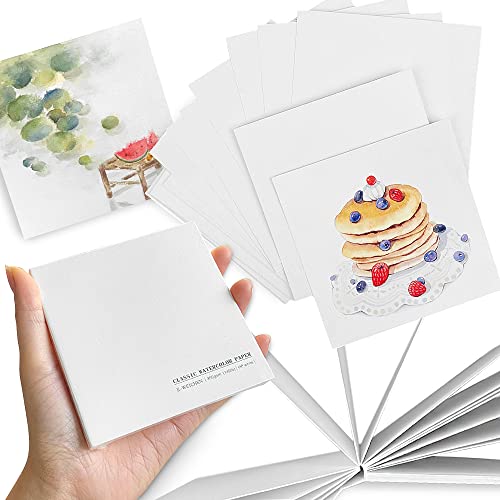 Watercolor Paper Sketchbook,3.9x3.9 Inch Mini Mixed Media Notebook,20 Sheets 140lb/300gsmTearable Artist Paper,Small Travel Drawing Journal for Adults,Painting,Watercolors,Art Supplies,White - color: 1-3.9x3.9 inch-300gsm-white