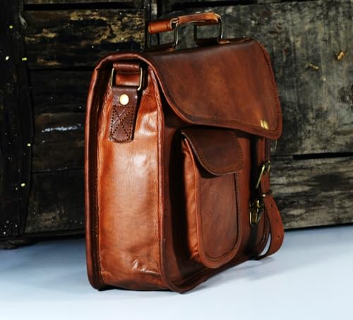 URBAN DEZIRE Men's Genuine Leather Small Briefcase Messenger Satchel Ipad Tab Tablet Bag 11 compatible with Apple product - size: 11" Width x 9" Height x 3.5" Depth