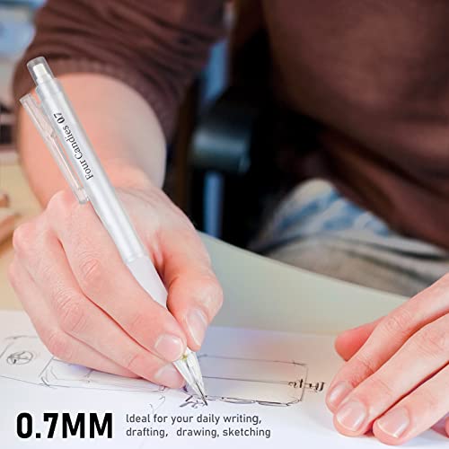 Four Candies Cute Mechanical Pencil Set with Case - 3PCS Pencils 0.7mm with 180PCS HB Lead Refills, 3PCS Erasers, 9PCS Eraser Refills, White Clear Mechanical Pencil for Students Drawing, Writing - size: White-0.7MM