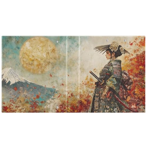 Japanese Woman Samurai 3 Ring Binder 1 Pack for 8.5" x 11" Paper 200 Sheets Capacity for Office Document Organizer Protector