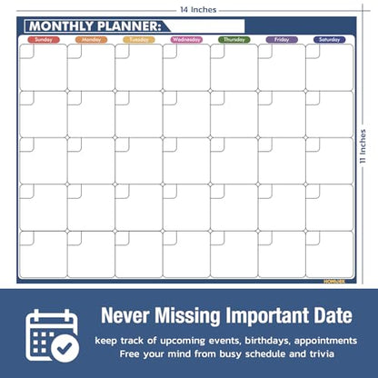 HOMiDEK Magnetic Calendar for Refrigerator: Reusable Dry Erase Monthly Fridge Whiteboard Calendar Magnet Weekly Planner White Board with Magnetic list, Dry Erase Markers and Eraser - 14 x 11 Inches - size: 11"W x 14"H, style: Monthly Planner + Weekly Plan
