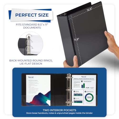 Samsill 3 Inch 3 Ring Binder, Economy Round Ring, Clear View Cover, 550 Sheet Capacity - for School, Home, Office - Black - size: 1-Pack, style: 3 Inch